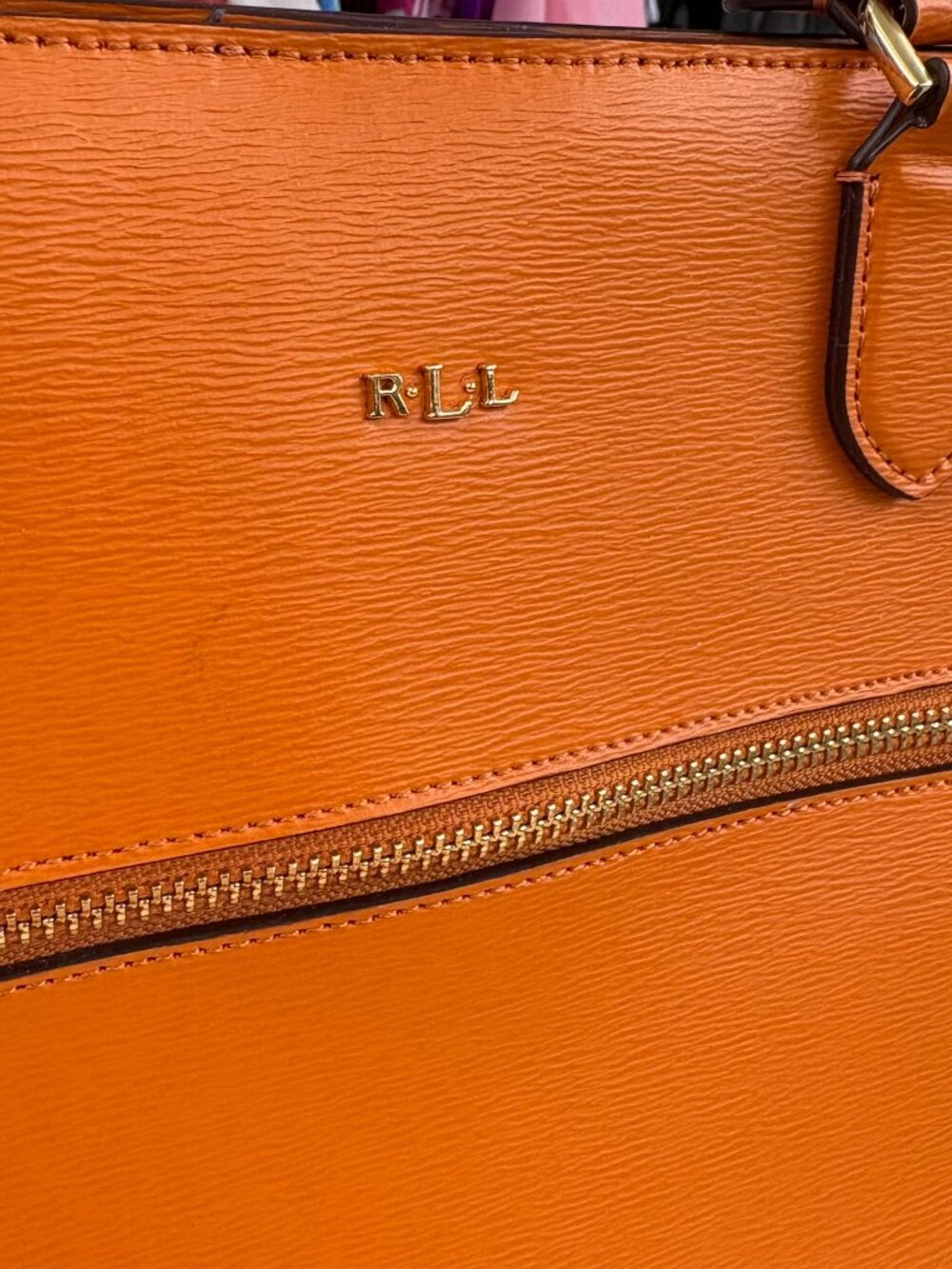 orange Lauren Ralph Lauren Newbury Sabine Satchel - Picture 2 of 14